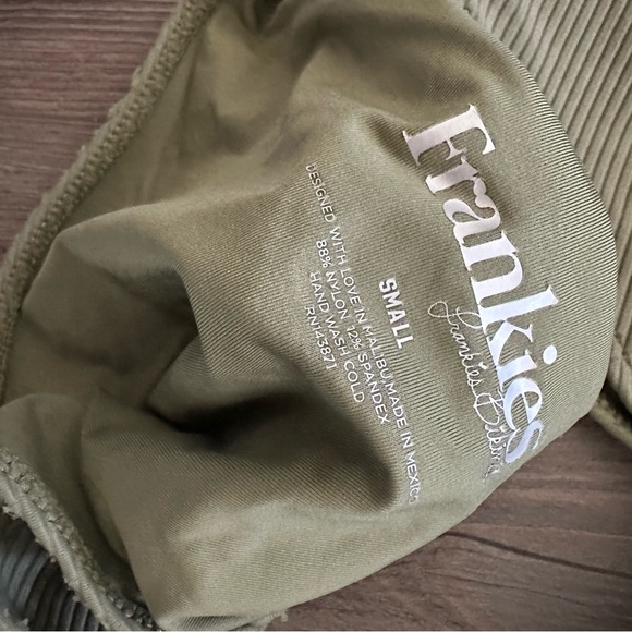 Frankie’s bikini, olive green, small, ribbed suit. High rise bottom - Picture 7 of 9